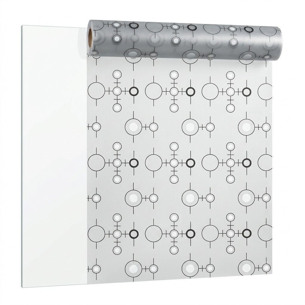 Window Insulation Film - Self‑Adhesive Modern Geometric Circle Frosted Window