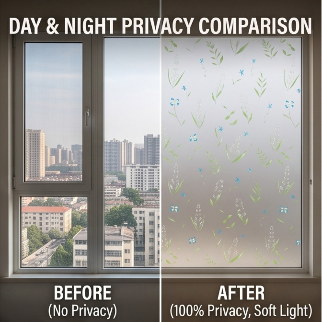 Self Adhesive Fresh Floral Lea - Window Insulation Film 评论和价格