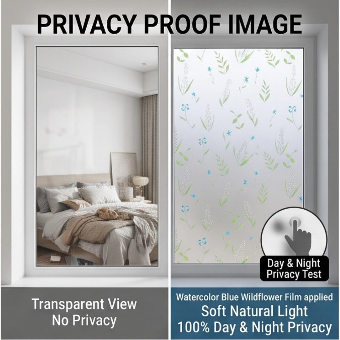 Self‑Adhesive Blue Wildflower  - Window Insulation Film 评论和价格