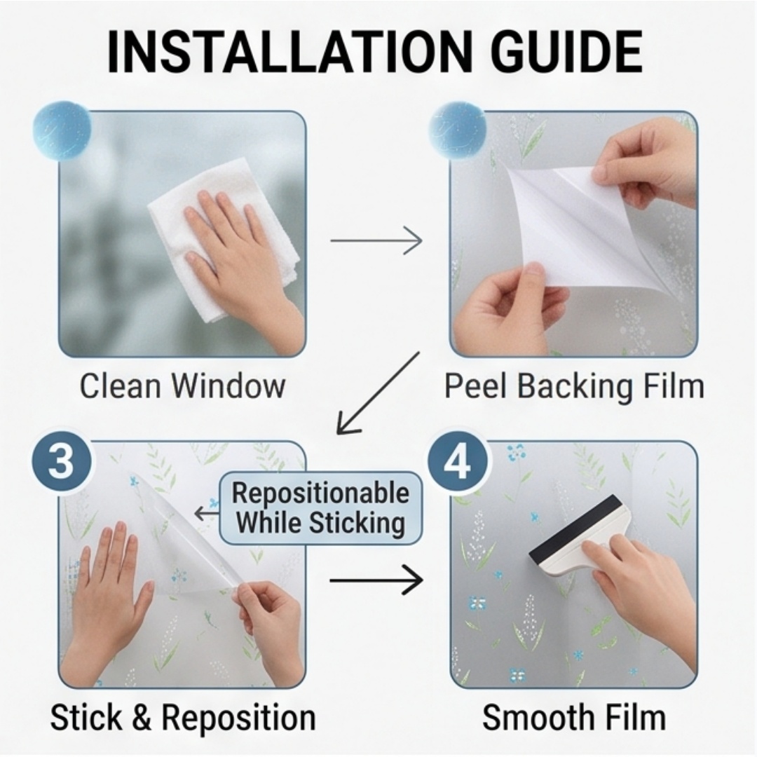Self‑Adhesive Blue Wildflower  - Window Insulation Film 评论和价格