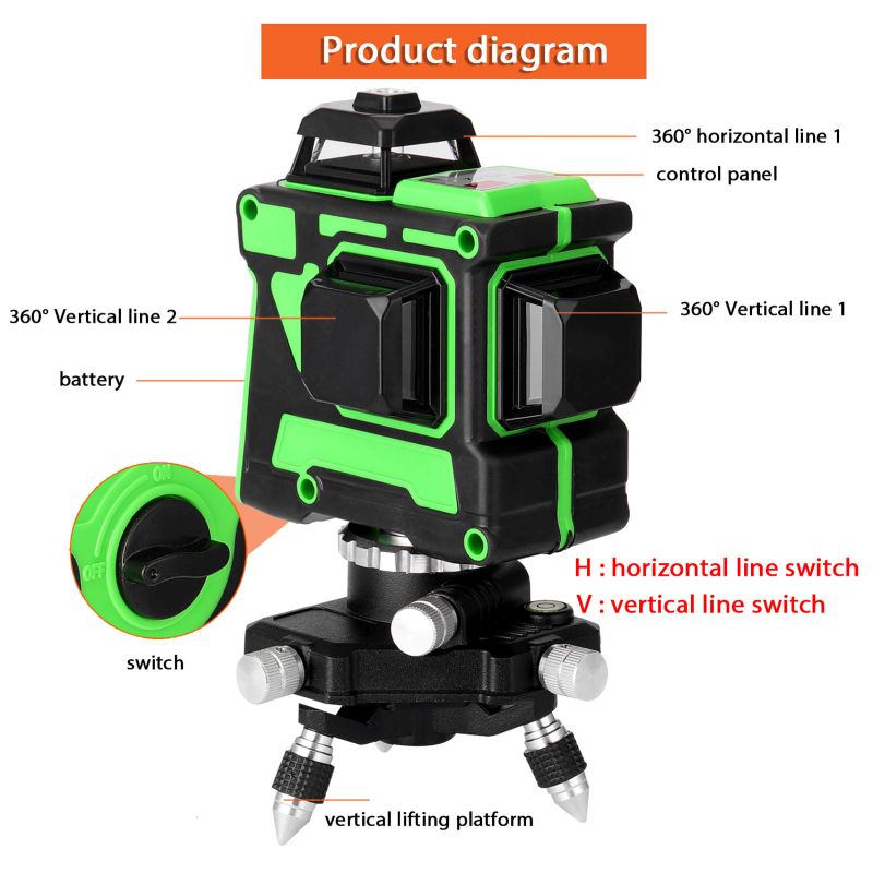ATV3d 12 Line Outdoor Long Ran - Level Laser Line 评论和价格