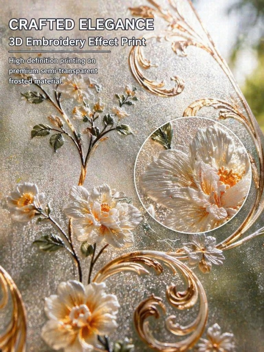 Embroidery Pattern Frosted Pri - Window Insulation Film 评论和价格