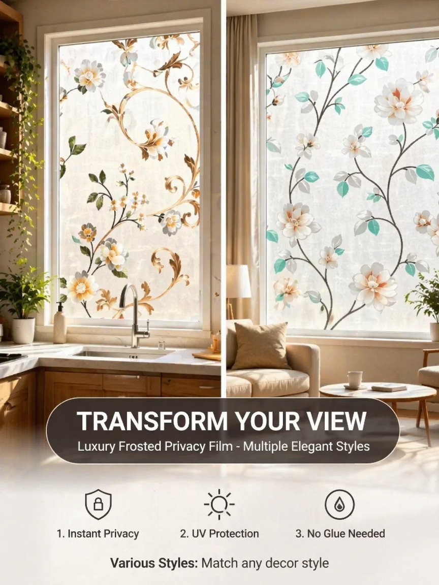 Embroidery Pattern Frosted Pri - Window Insulation Film 评论和价格